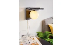 Läslampor < Eglo Cigle Vägglampa Opal + Qi-Laddning Svart