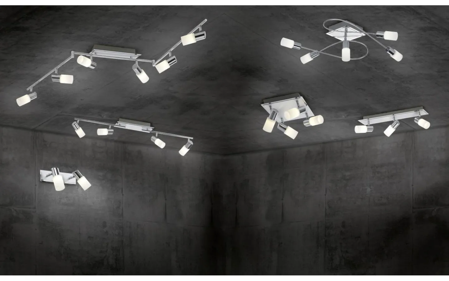 Takspot Med 2 Lampor-Trio Lighting Clapton Spotlight LED 2-delad krom