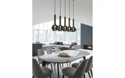 Avlånga Taklampor-Trio Lighting Clayton Takpendel 5-delad E27 mattsvart