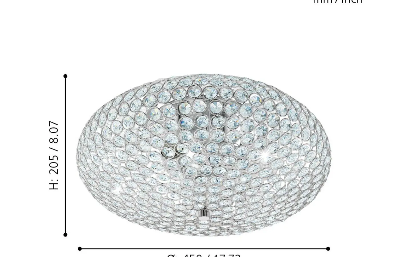 Kristallplafonder < Eglo Clemente Kristallplafond 45cm Krom