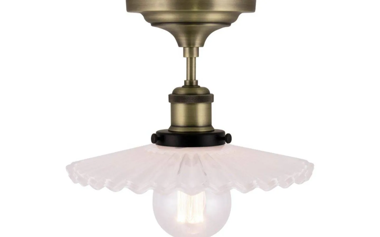 Hall & Trappa|Plafonder < Globen Lighting Cobbler Plafond 25cm E27 Antikmässing/Vit