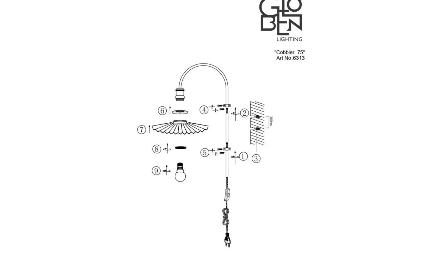 Lampetter < Globen Lighting Cobbler Vägglampa 75cm Klar
