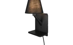 Läslampor-Trio Lighting Comfort Vägglampa E14 mattsvart med laddningsstation
