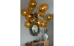 Stora Taklampor Ø50-69 Cm-Oriva Como Taklampa 50cm Mässing/Amber