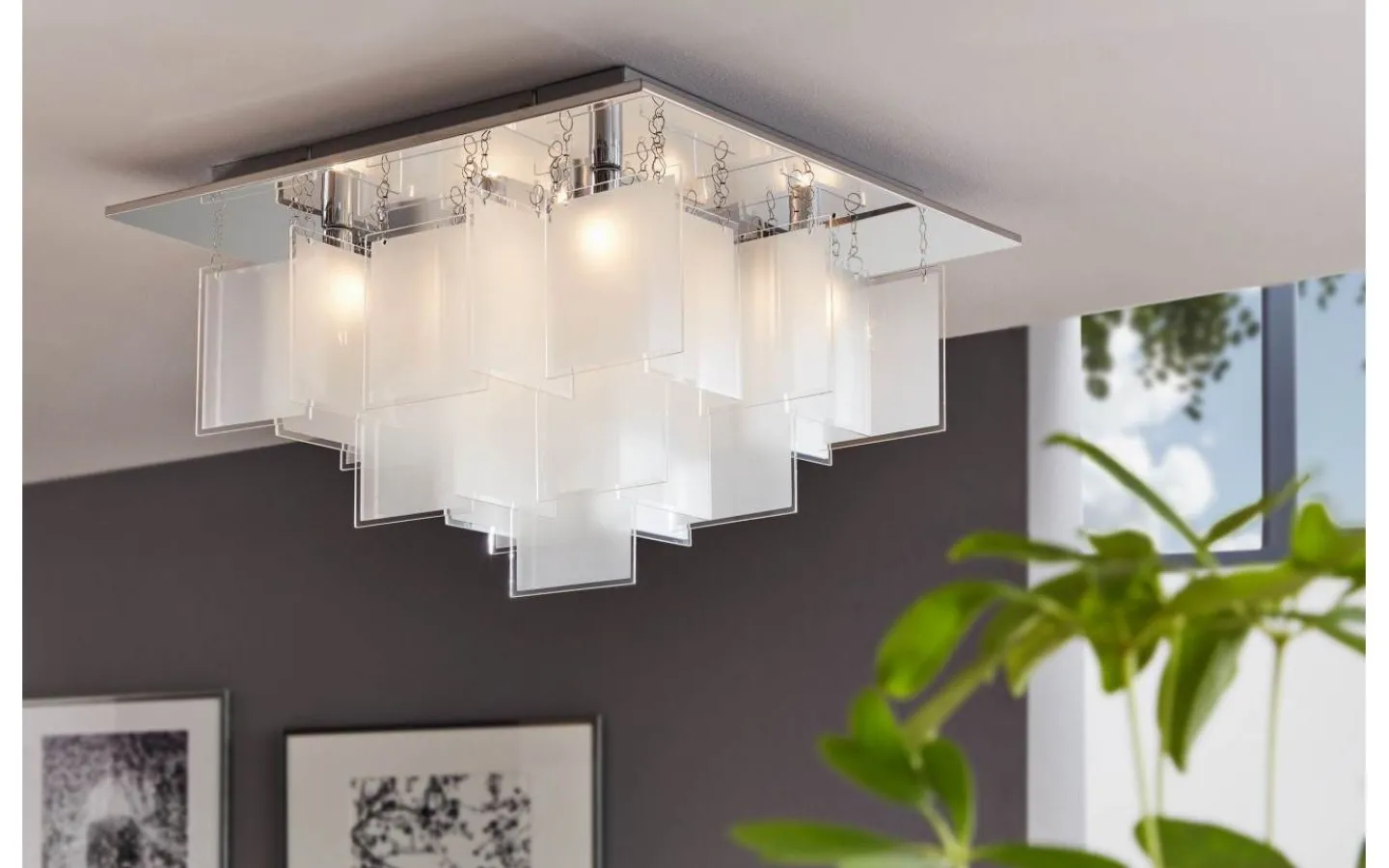 Plafonder < Eglo Condrada Plafond 47cm Krom