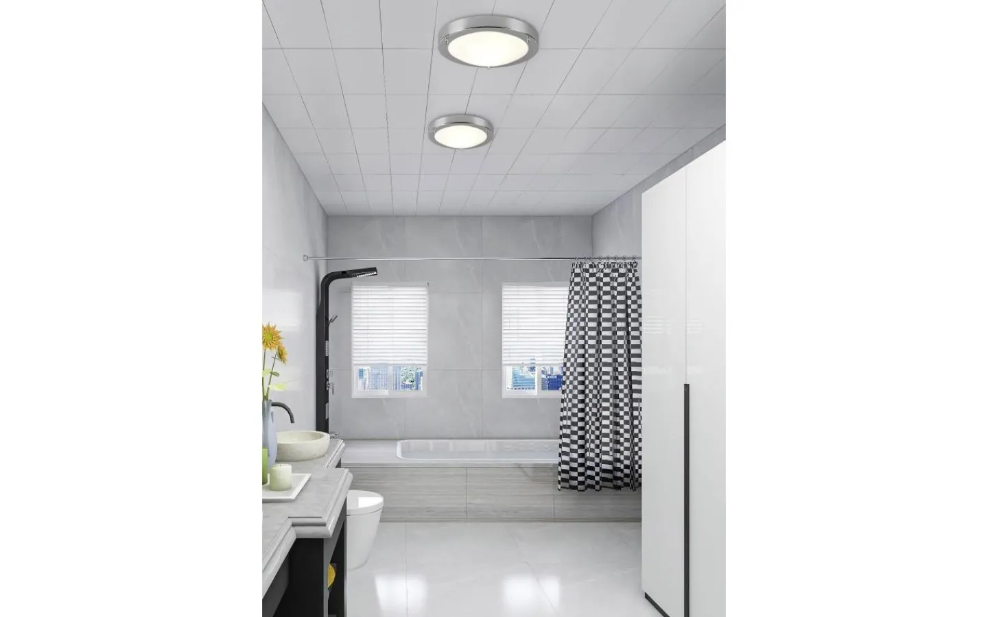 Badrumslampor Tak-Trio Lighting Condus H2O Plafond E27 krom IP44