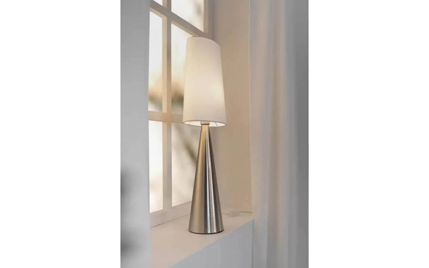 Vardagsrum|Bordslampor-Markslojd Conus Bordslampa 64cm Satin Nickel/Offwhite