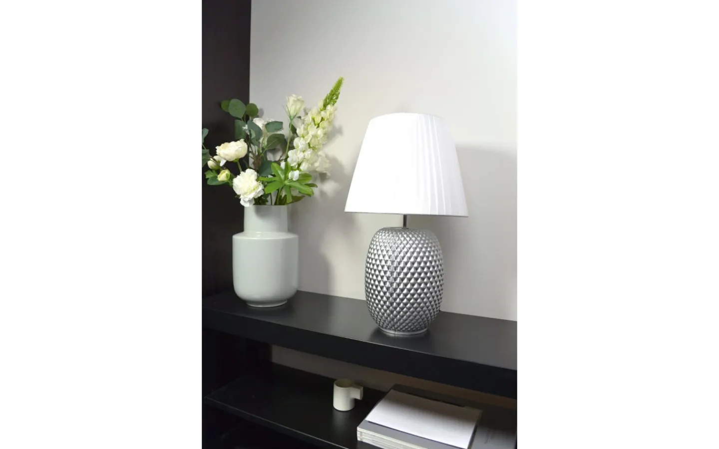 Bordslampor-Aneta Cornelia Bordslampa 42cm Silver/Vit