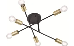 Plafonder < Trio Lighting Cross Plafond 6xE27 matt svart/guld