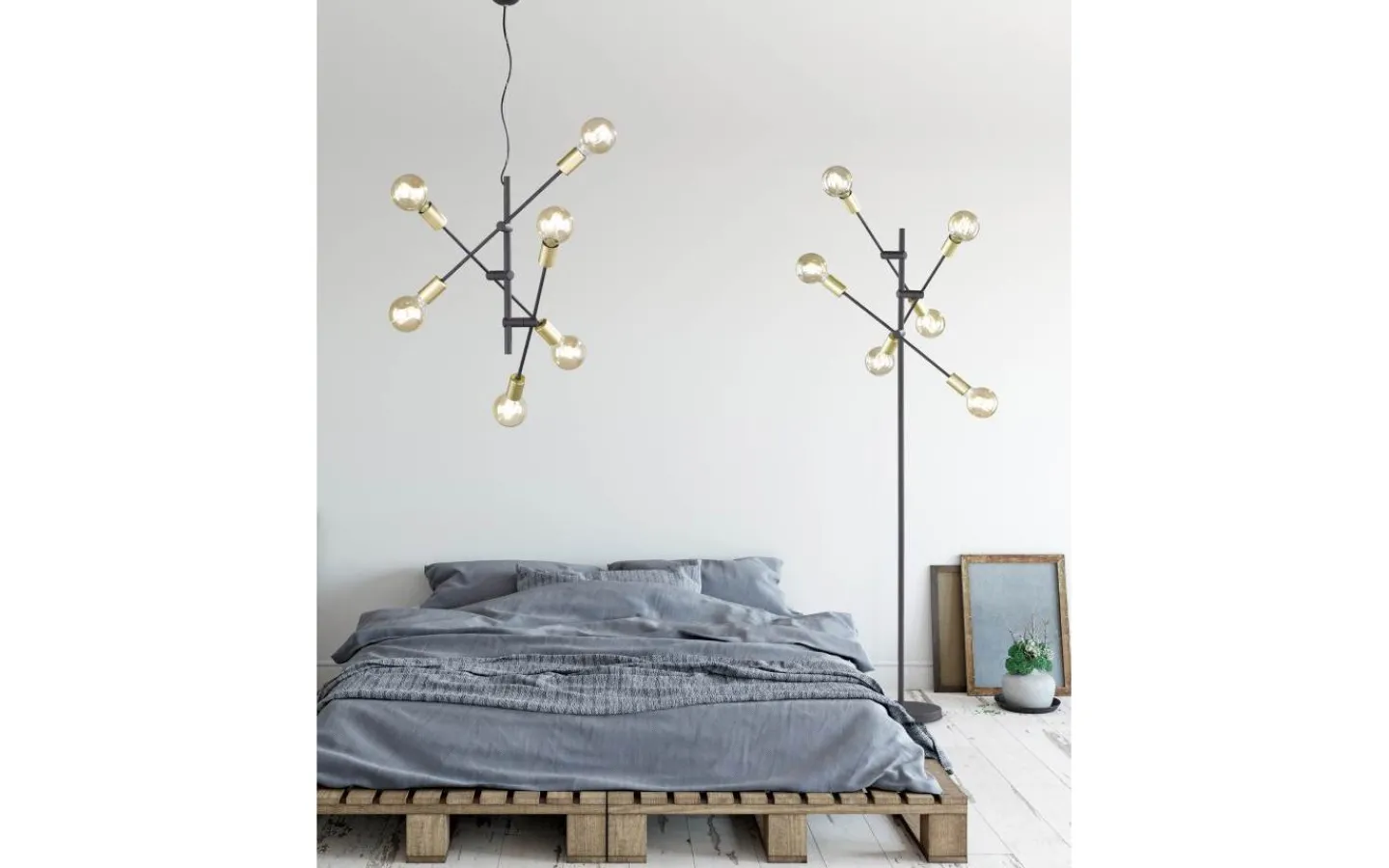 Plafonder < Trio Lighting Cross Plafond 6xE27 matt svart/guld