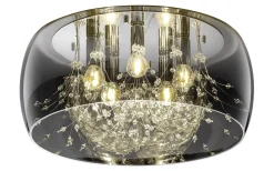 Plafonder < Trio Lighting Crystal Plafond 50cm 5xE14 krom/rökfärgat glas