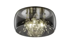 Plafonder-Trio Lighting Crystal Plafond 35cm 3xE14 krom/rökfärgat glas