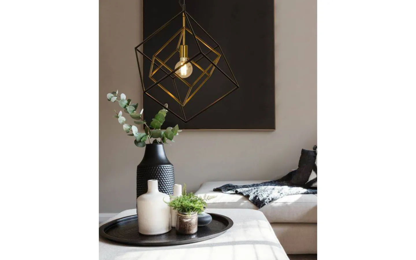 Kök & Matplats|Vardagsrum-Aneta Cubes Taklampa 54cm Svart/Mässing