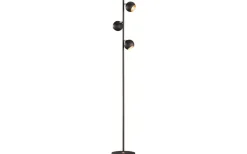 Golvlampor|Golvläslampor-Trio Lighting Dakota Golvlampa 3xG9 matt svart/guld
