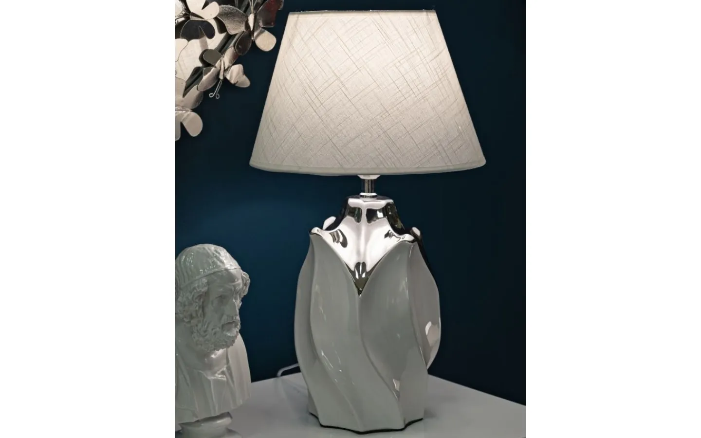 Bordslampor < Mauro Ferretti Delta Bordslampa 51cm Silver/Vit