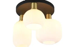 Plafonder < Trio Lighting Diva Plafond 3-delad E27 matt mässing/vit