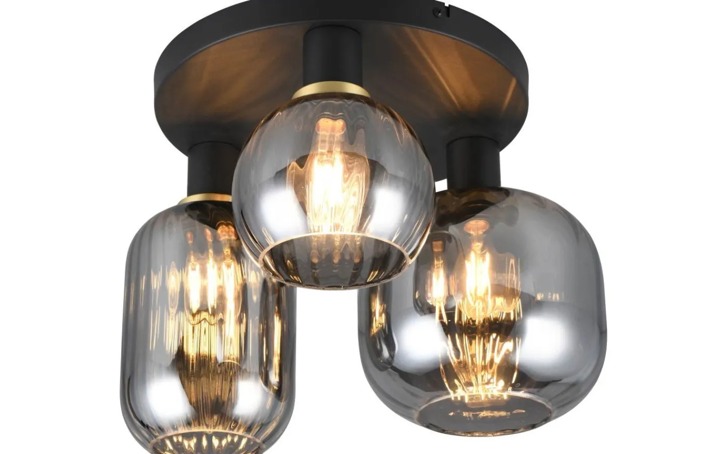 Plafonder-Trio Lighting Diva Plafond 3-delad E27 mattsvart/förkromad