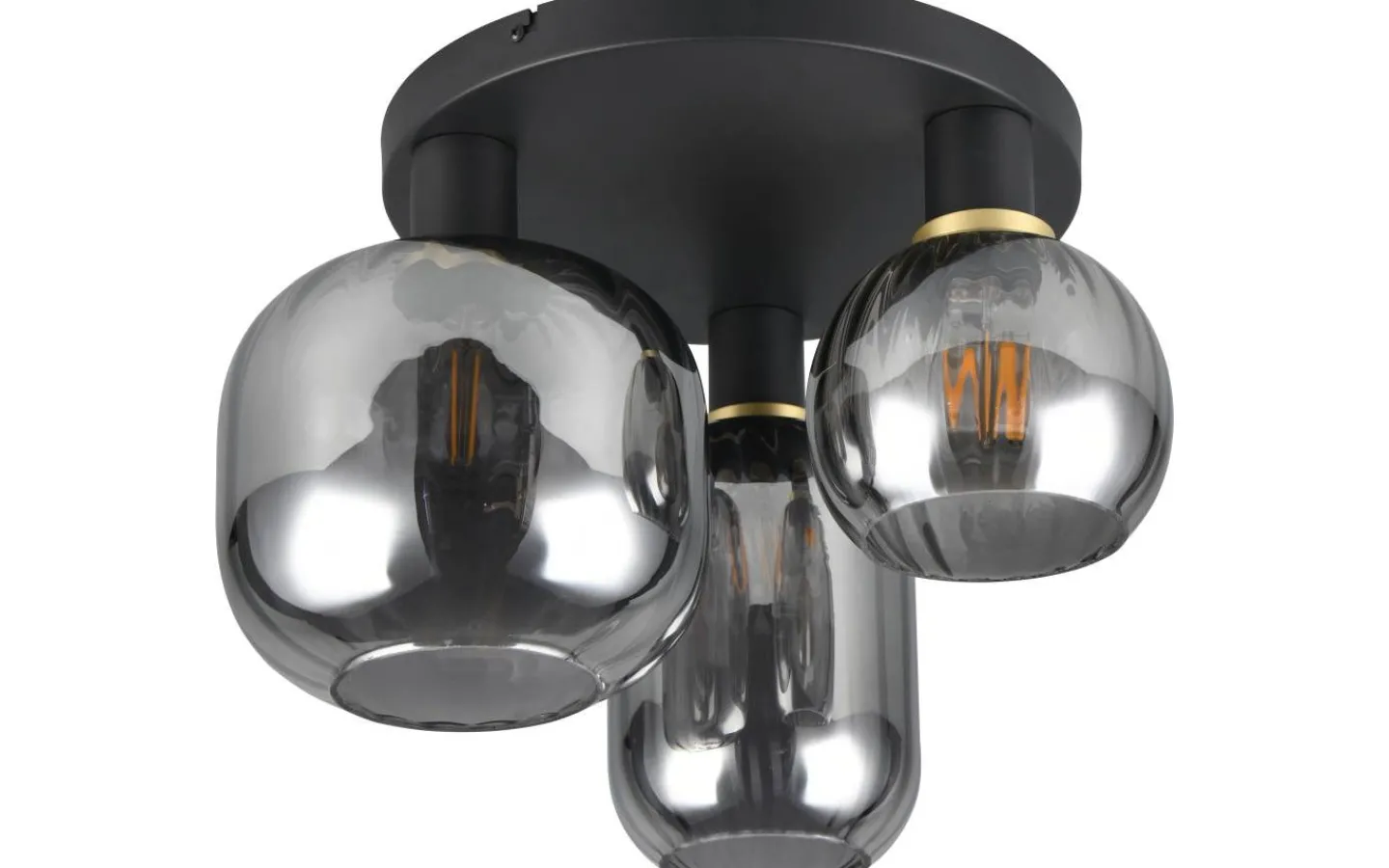 Plafonder-Trio Lighting Diva Plafond 3-delad E27 mattsvart/förkromad