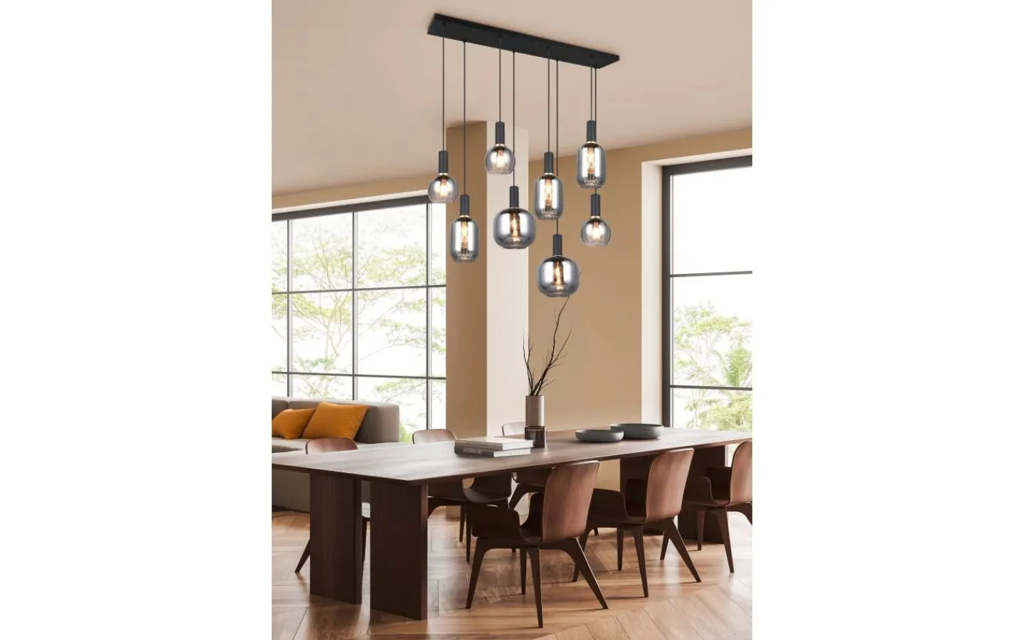 Avlånga Taklampor < Trio Lighting Diva Takpendel 6-delad E27 mattsvart/förkromad