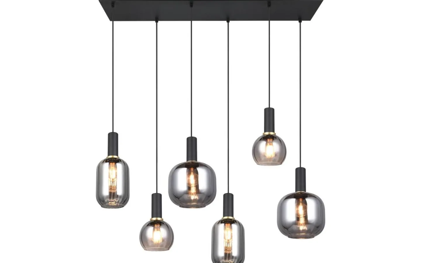 Avlånga Taklampor < Trio Lighting Diva Takpendel 6-delad E27 mattsvart/förkromad