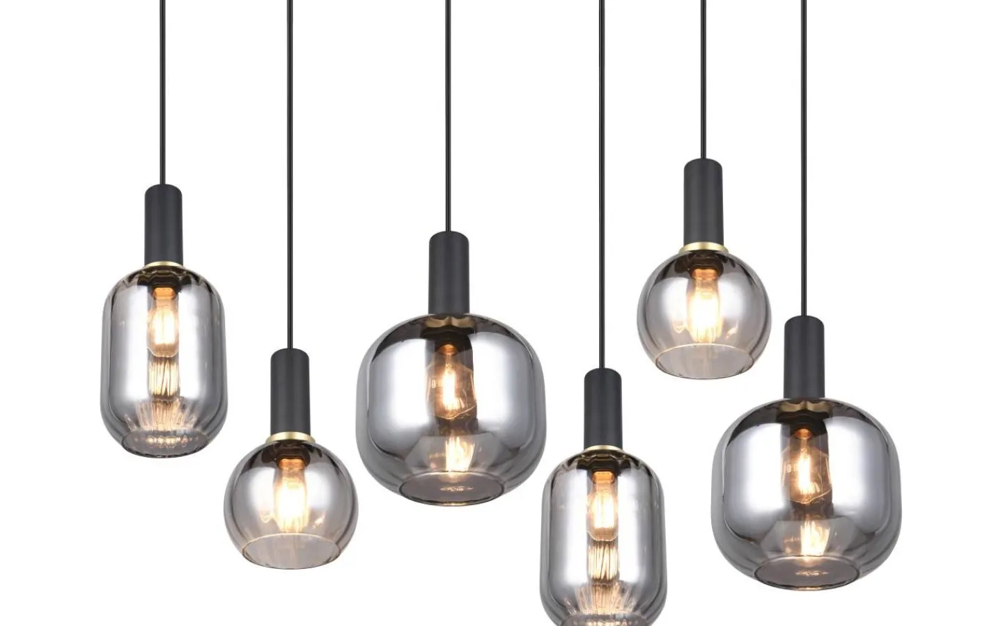 Avlånga Taklampor < Trio Lighting Diva Takpendel 6-delad E27 mattsvart/förkromad