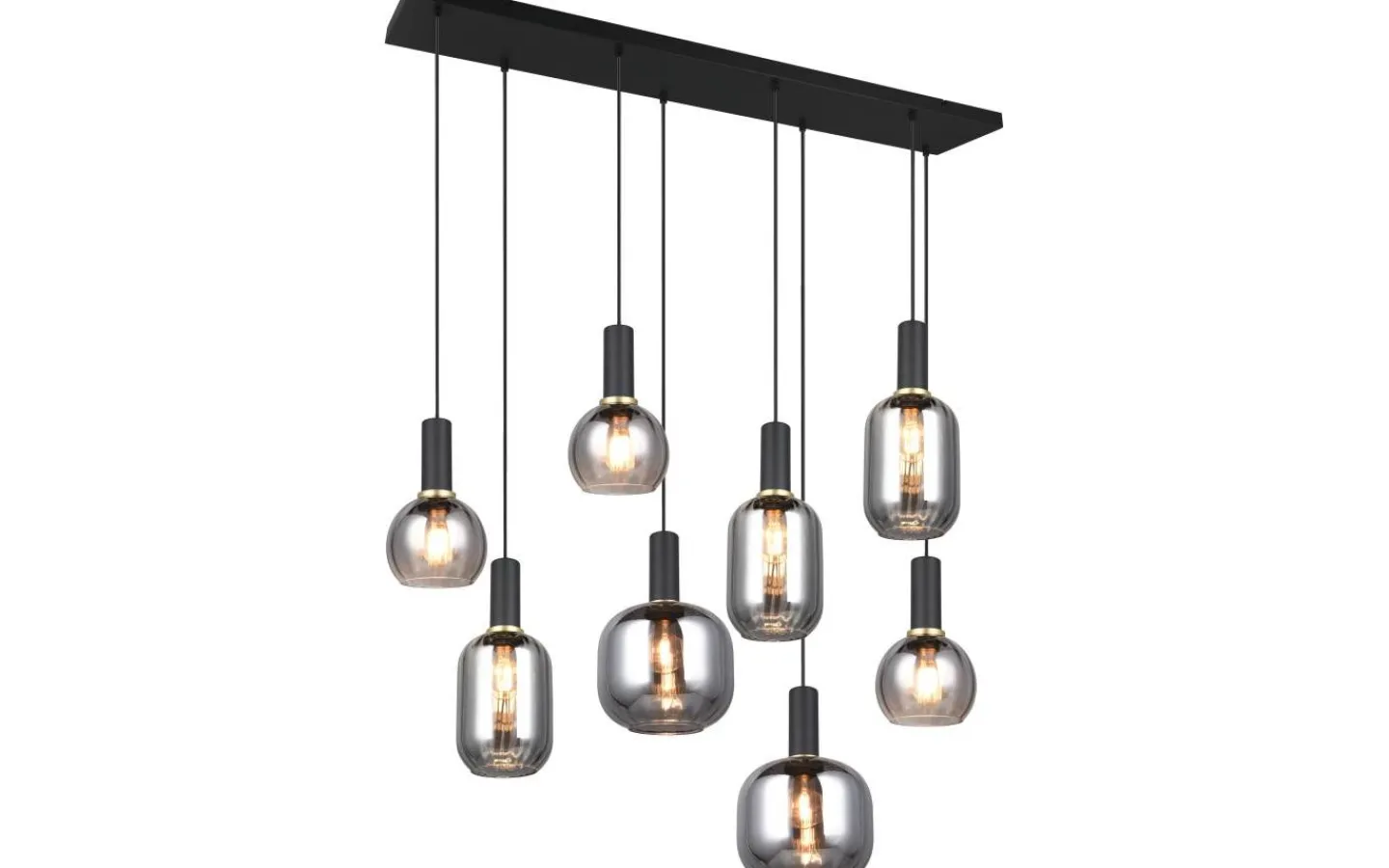 Avlånga Taklampor-Trio Lighting Diva Takpendel 8-delad E27 mattsvart/förkromad
