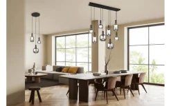 Avlånga Taklampor-Trio Lighting Diva Takpendel 8-delad E27 mattsvart/förkromad