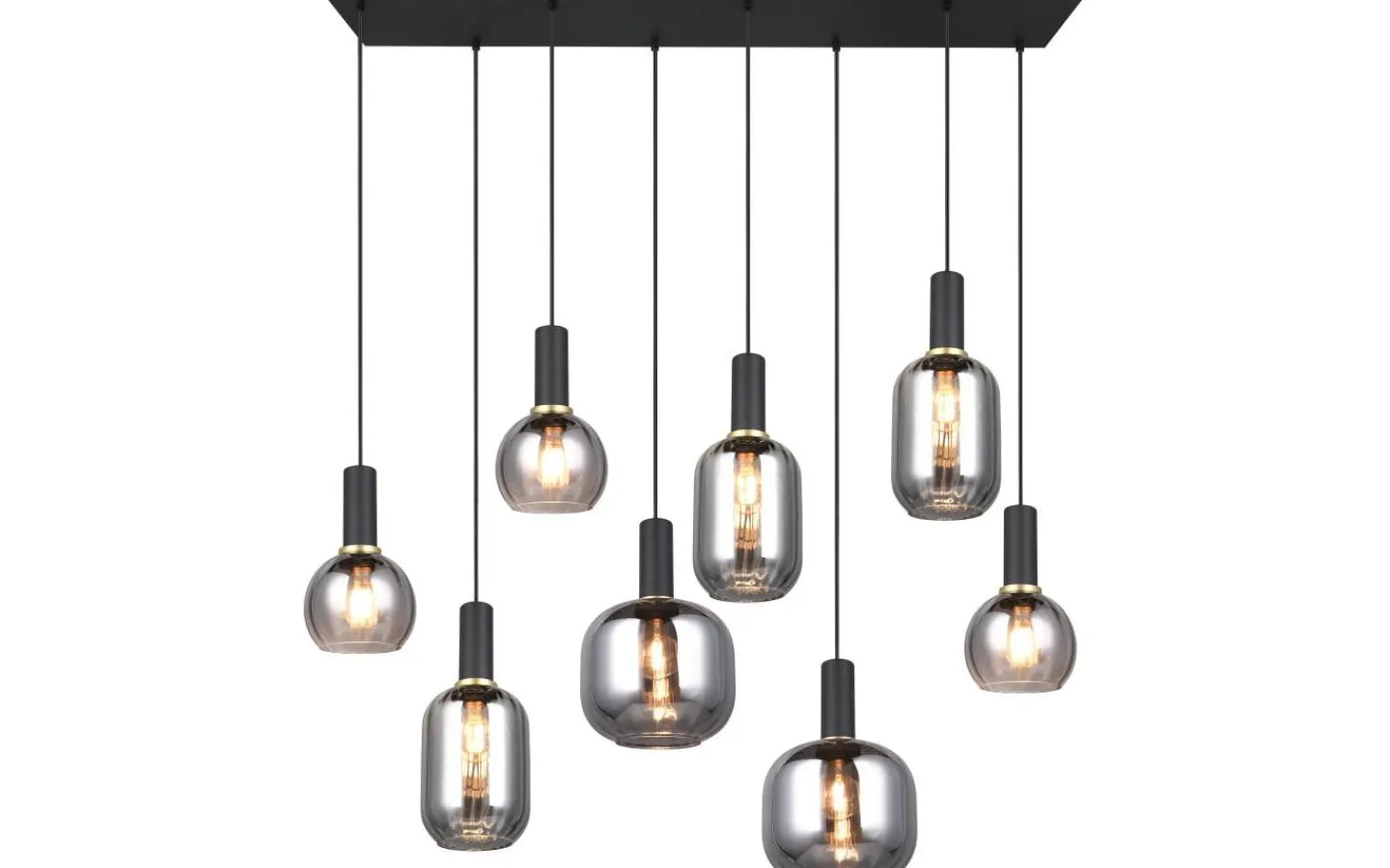 Avlånga Taklampor-Trio Lighting Diva Takpendel 8-delad E27 mattsvart/förkromad