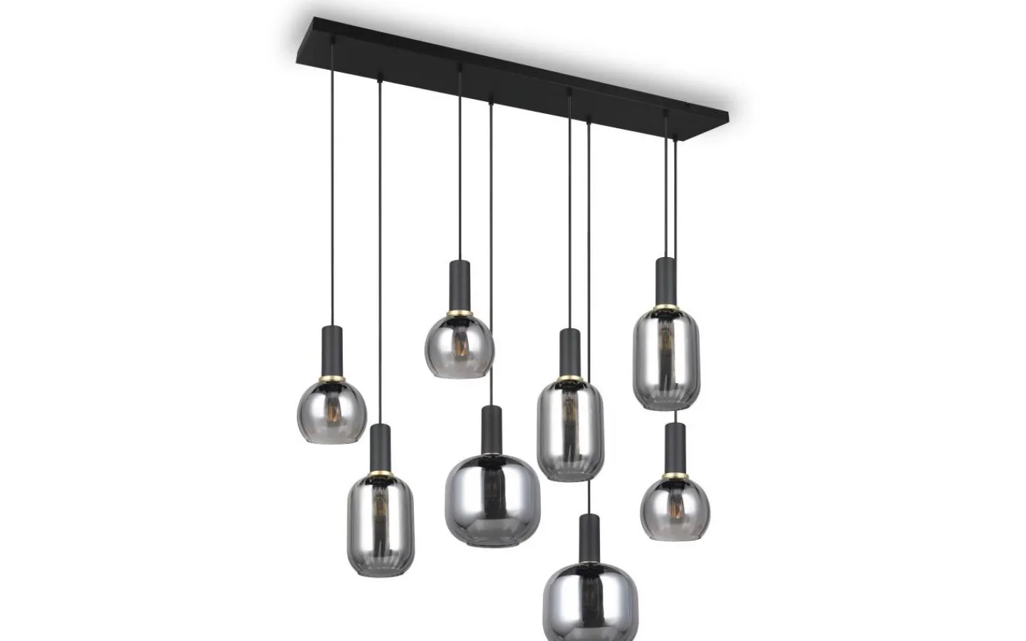 Avlånga Taklampor-Trio Lighting Diva Takpendel 8-delad E27 mattsvart/förkromad