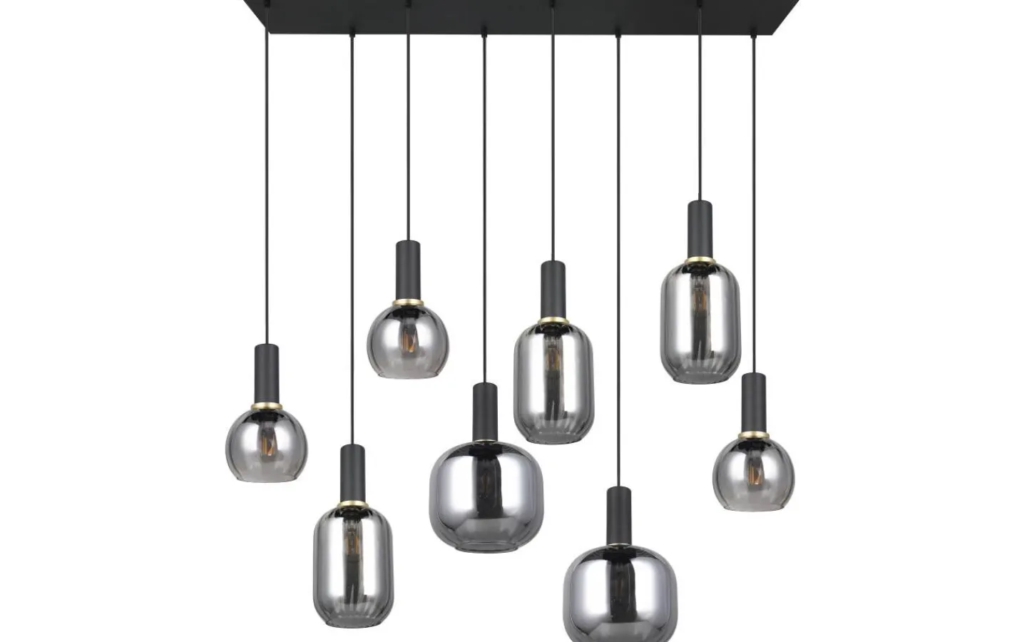 Avlånga Taklampor-Trio Lighting Diva Takpendel 8-delad E27 mattsvart/förkromad