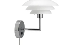 Lampetter|Läslampor-Dyberg Larsen DL20 Vägglampa Opal/Krom