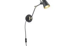 Läslampor-Trio Lighting Edward Vägglampa E14 matt svart/guld