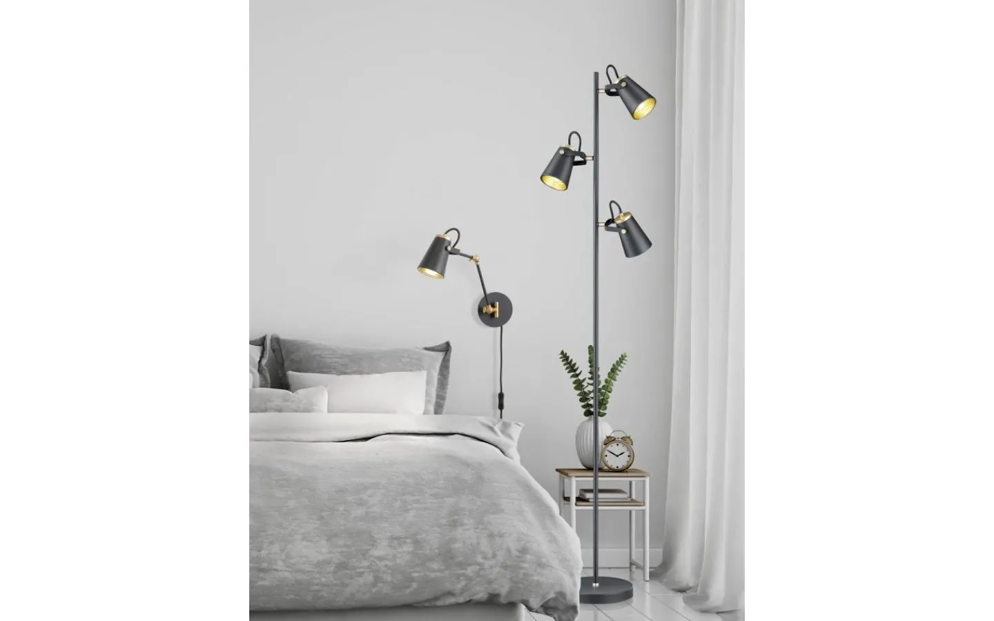 Läslampor-Trio Lighting Edward Vägglampa E14 matt svart/guld