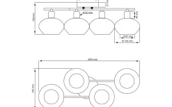 Badrumslampor Tak|Plafonder < Aneta Elba Plafond 60cm Krom/Opalvit IP44