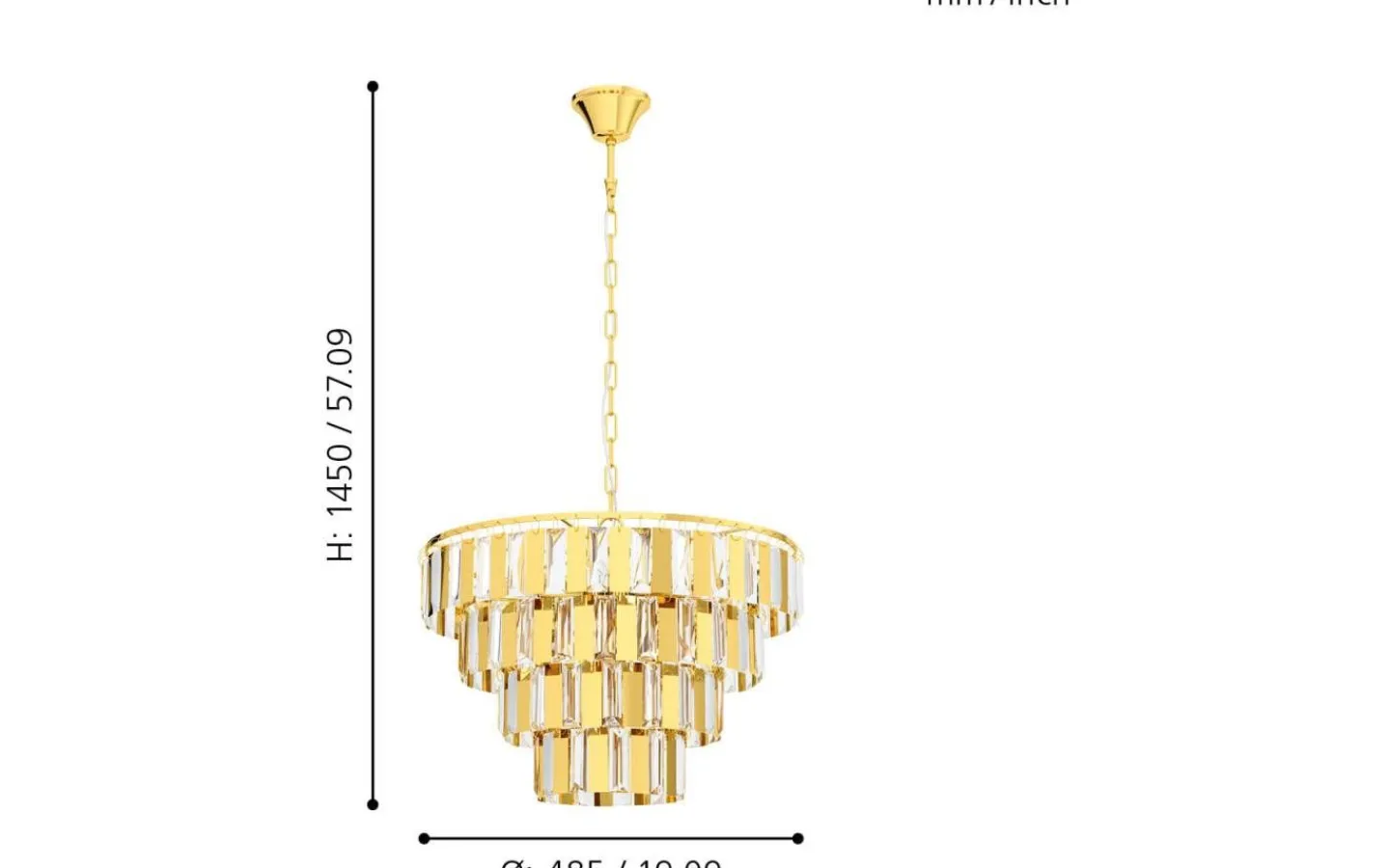 Kristallkronor-Eglo Erseka Taklampa Kristall 49cm Mässing