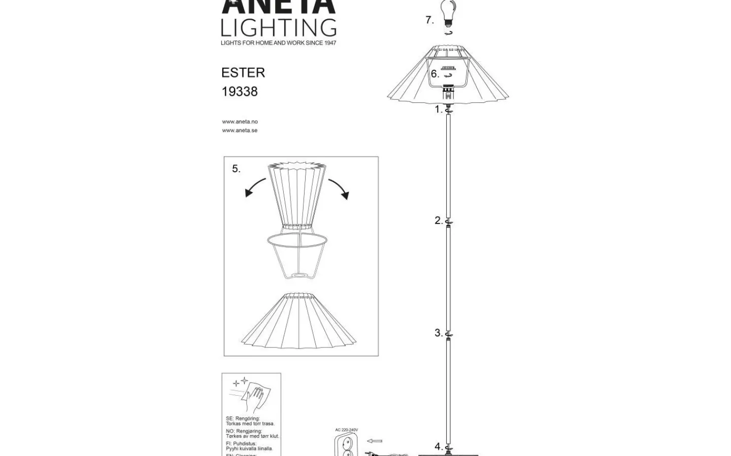 Golvfötter < Aneta Ester Golvfot 136cm Vit