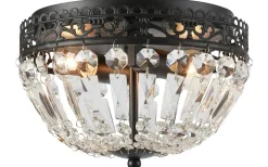 Badrumslampor Tak|Kristallplafonder-Markslojd Etienne Kristallplafond 25cm 2L Svart
