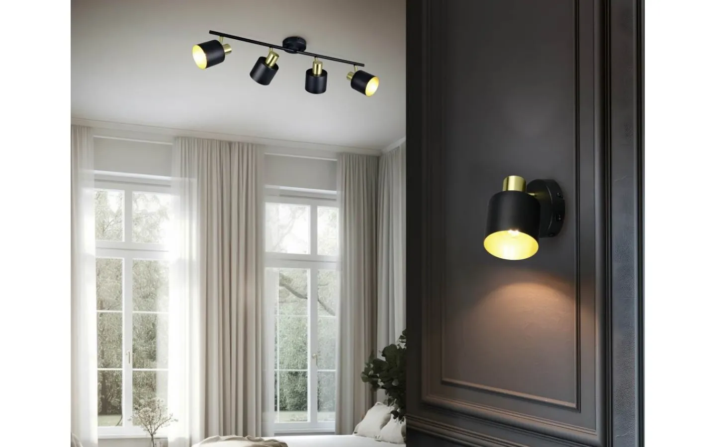 Läslampor < Trio Lighting Eva Spotlight E14 svart/guld