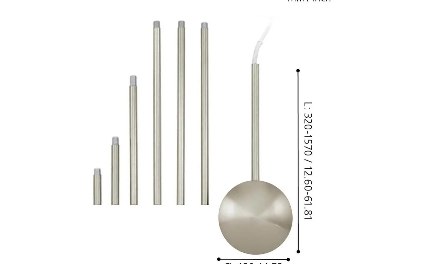 Reservglas Och Reservdelar < Eglo Extention Kabelkanal 157cm Nickel