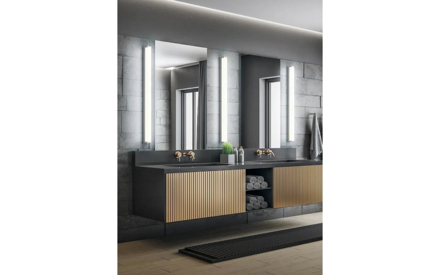 Badrumslampor Vägg < Trio Lighting Fabio H2O Vägglampa LED 120cm krom IP44
