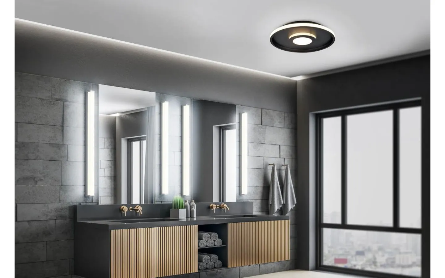 Badrumslampor Vägg < Trio Lighting Fabio H2O Vägglampa LED 120cm krom IP44