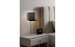 Läslampor < Trio Lighting Fairfield Vägglampa LED mattsvart med laddningsstation