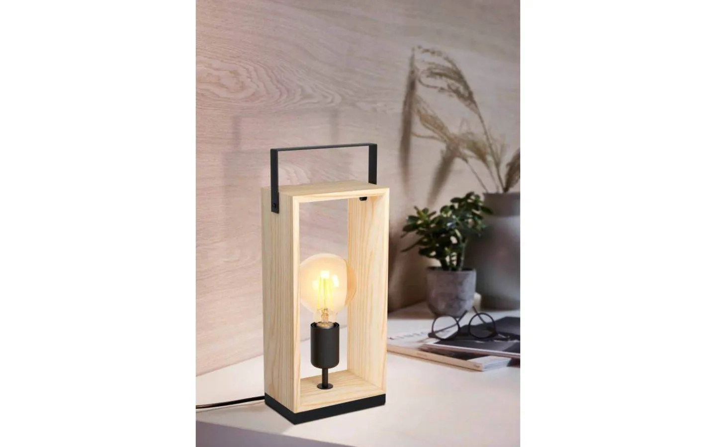 Bordslampor-Eglo Famborough Bordslampa 40cm Trä/Svart