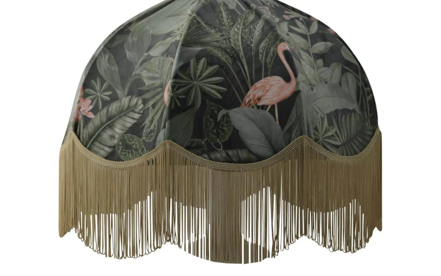 Mönstrade Lampskärmar < Hallbergs Flamingo Jungle Lampskärm Ø50cm Guldfrans