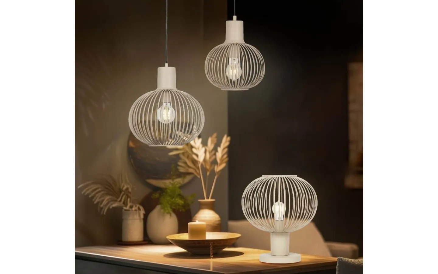 Bordslampor-Trio Lighting Gila Bordslampa 33cm E27 sandfärgad