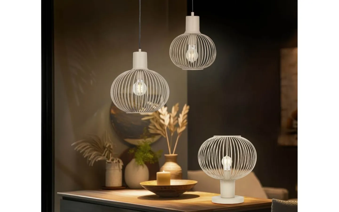 Bordslampor-Trio Lighting Gila Bordslampa 23cm E27 sandfärgad