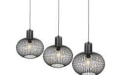 Avlånga Taklampor-Trio Lighting Gila Takpendel 3-delad E27 mattsvart