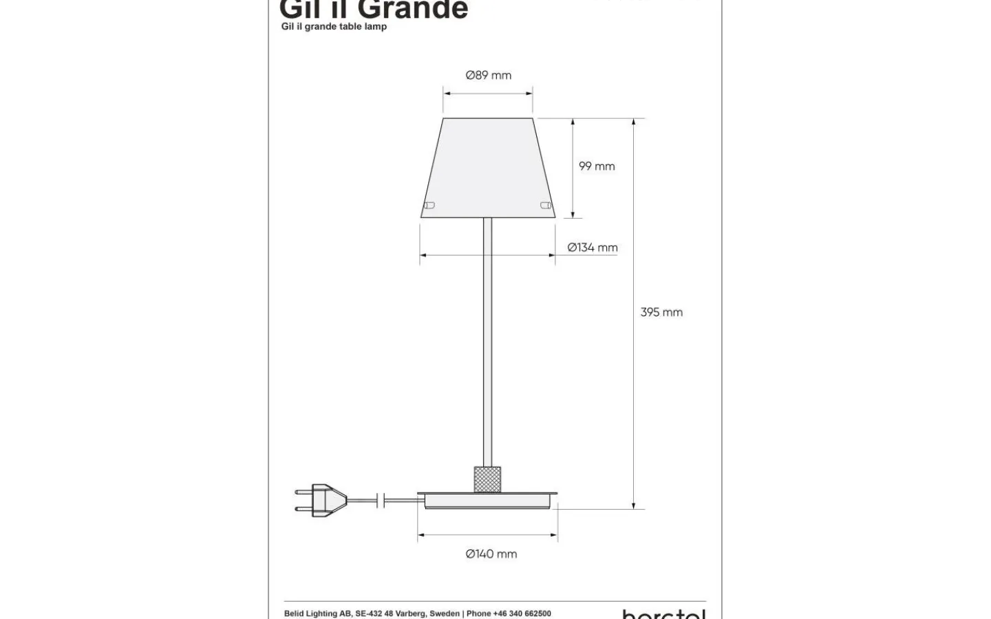 Bordslampor < Herstal Gil Il Grande Bordslampa 40cm Satin Mässing