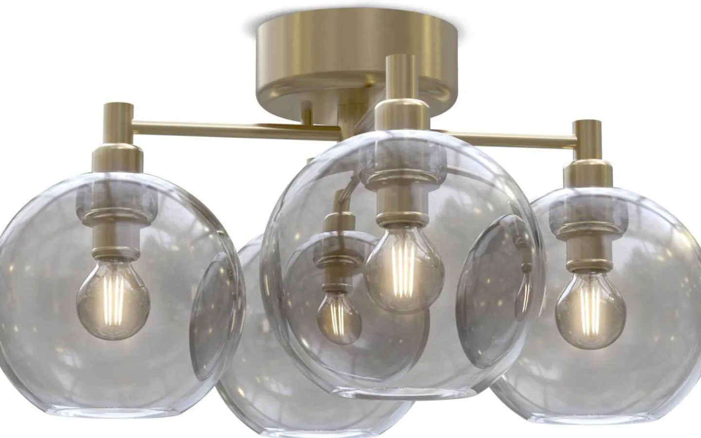 Plafonder-Belid Gloria Plafond 46cm 4L Mässing/Rökfärgat Glas