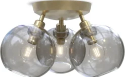 Plafonder-Belid Gloria Plafond 33cm 3L Mässing/Rökfärgat Glas